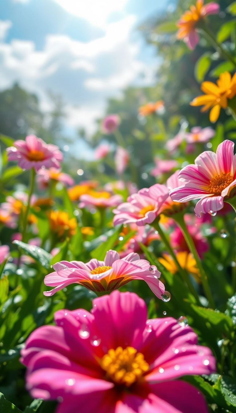 HD iPhone Spring Rain Garden Photogenic Background